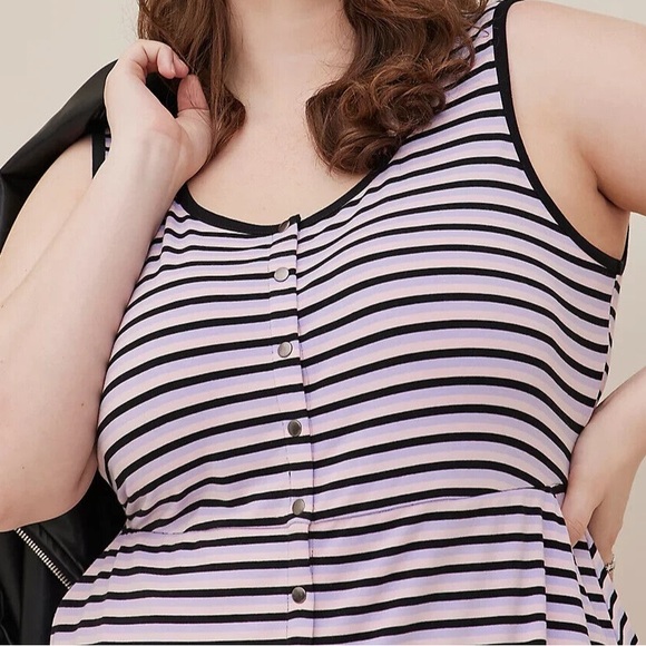 Torrid Black, light pink and light purple  Striped dress - Picture 1 of 8